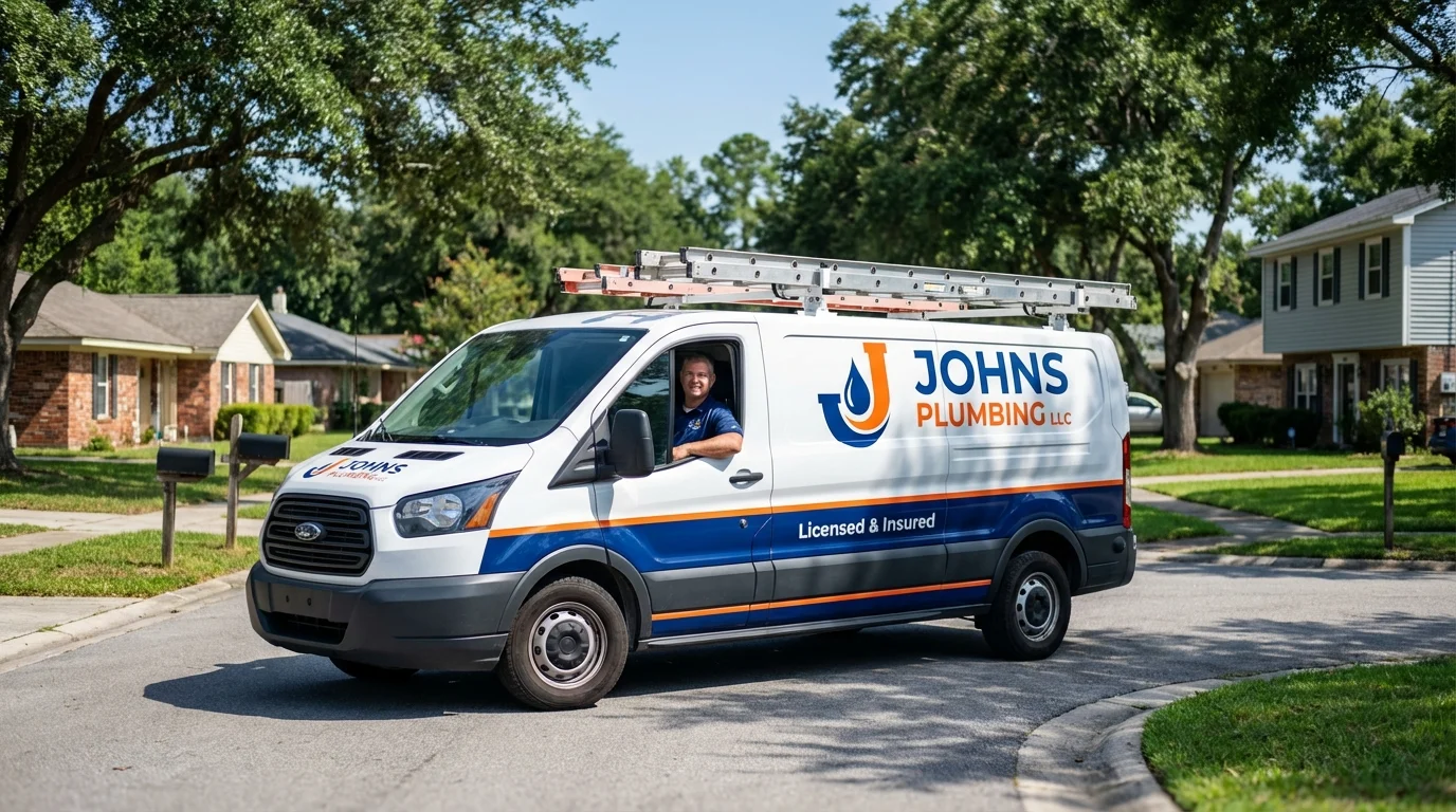 Johns Plumbing LLC service van in Skaneateles, NY