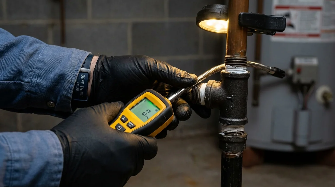 Gas leak detection with electronic sniffer by Johns Plumbing LLC in Skaneateles