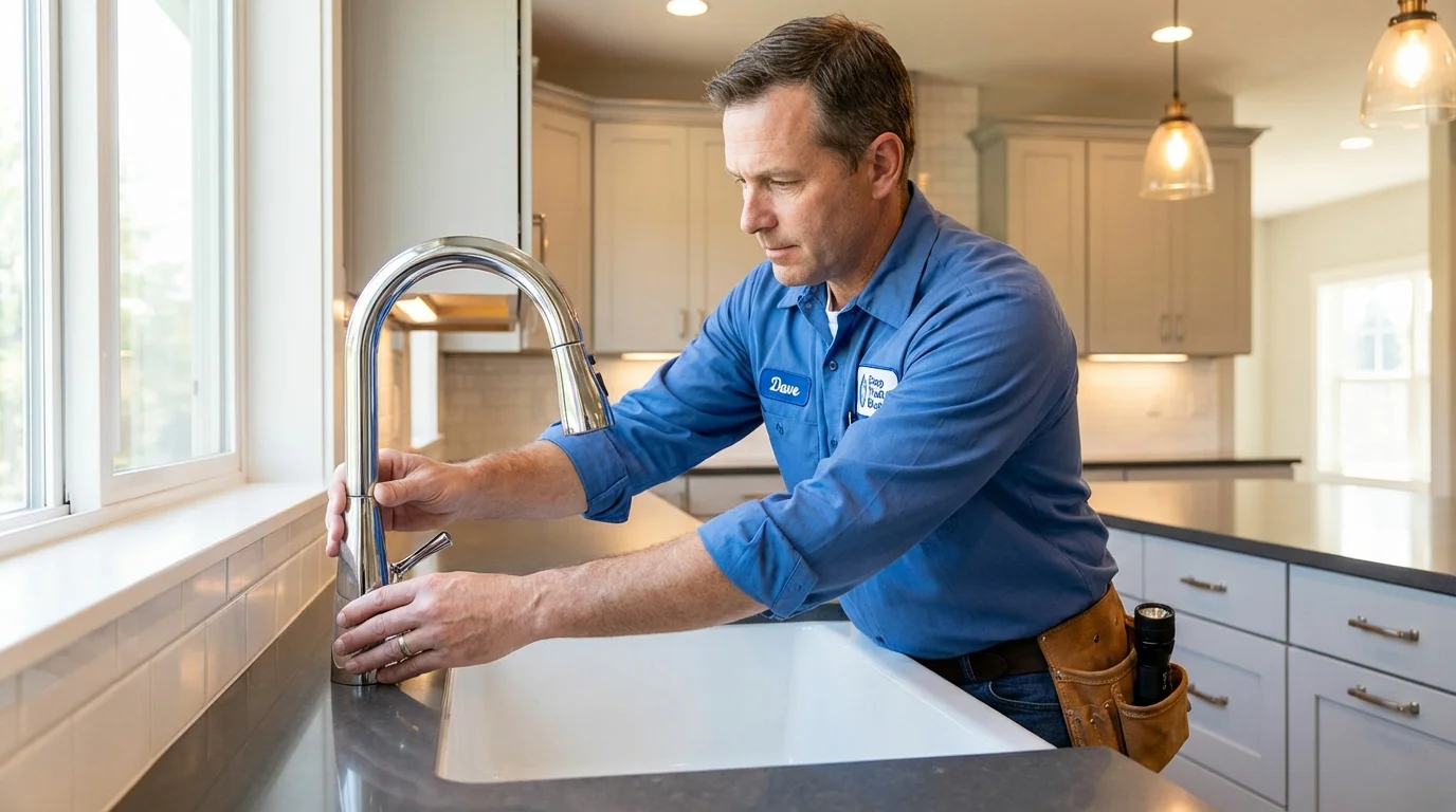 Kitchen faucet installation by Johns Plumbing LLC in Skaneateles