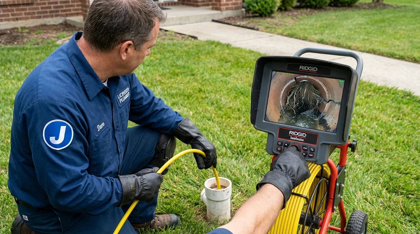 Sewer camera inspection being performed by Johns Plumbing LLC in Skaneateles